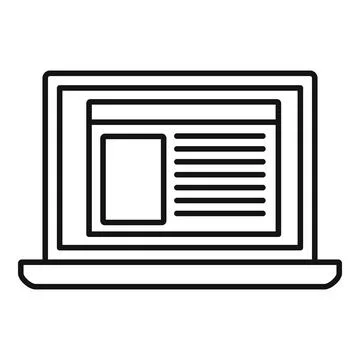 Virtual computer learning icon, outline style Stock Illustration