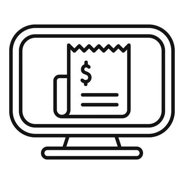 Virtual computer payment icon outline vector. Bill paper store Stock Illustration