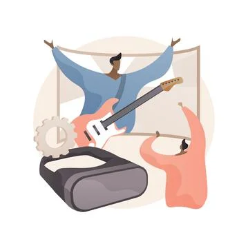 Virtual concert abstract concept vector illustration. Illustrazione stock