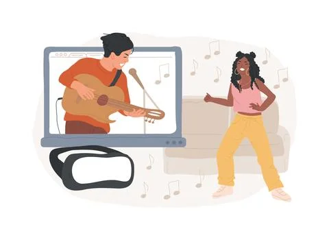 Virtual concert isolated concept vector illustration. Ilustración de archivo