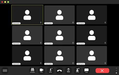 Virtual conference with many users in video chat session 스톡 일러스트