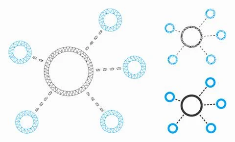 Virtual Connections Vector Mesh Network Model and Triangle Mosaic Icon Illustrazione stock