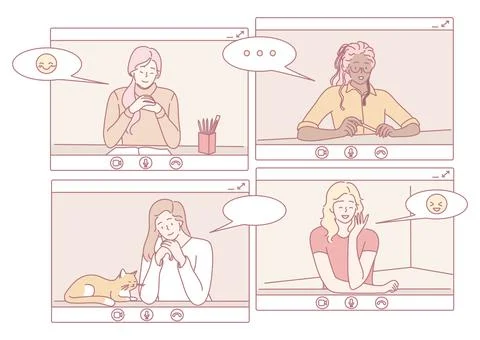 Virtual Conversations Exploring Emotions and Connections in Digital Spaces and イラスト素材