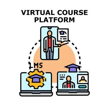 Virtual course platform for online education system Stockillustratie