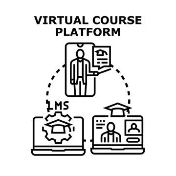 Virtual course platform for online education system Stock Illustration