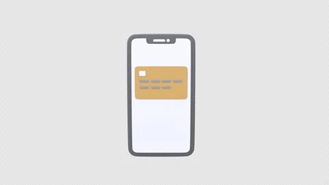 Virtual credit card processing a transaction on mobile concept 3d animation.. Stock Footage 303073202