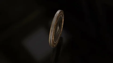 Virtual crypto-currency Ethereum coin Stock Footage 84785169