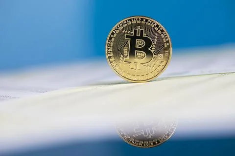 Virtual cryptocurrency concept, Bitcoin gold coin Stock Photos