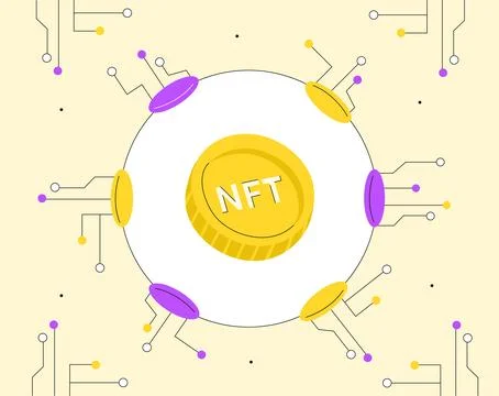 Virtual cryptocurrency nft vector line concept Stock Illustration
