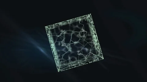 Virtual cube-shape beaming splitter prism in space. Video stock 117630434