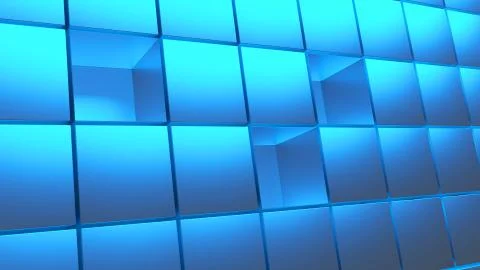 Virtual cubes wall design. 3d render Stock Illustration