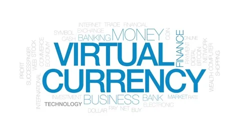 Virtual currency animated word cloud, text design animation. Kinetic typography. Stock Footage 74398345