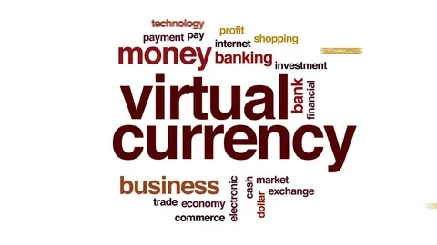 Virtual currency animated word cloud, text design animation. Stock Footage 74433393