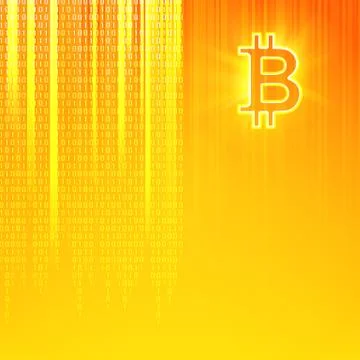 Virtual currency background. Cryptography currency symbol of bitcoin. Mining Stock Illustration
