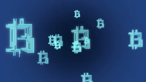 The virtual currency of a bitcoin in a data tunnel Stock Footage 92478713