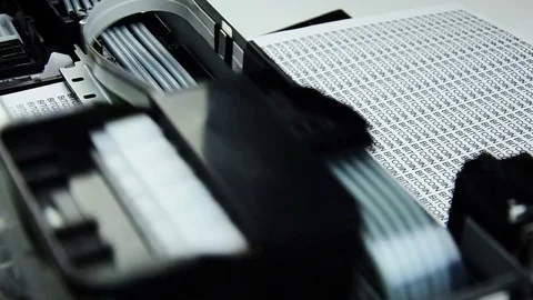 Virtual currency. The concept of a machine that produces a lot of bitcoins Stock Footage 84865978