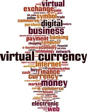 Virtual currency word cloud 스톡 일러스트