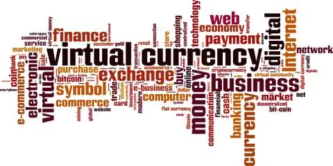 Virtual currency word cloud Stock Illustration