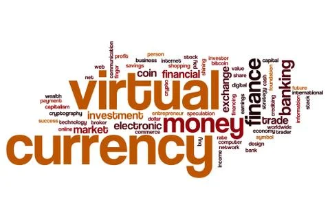 Virtual currency word cloud Stock Illustration