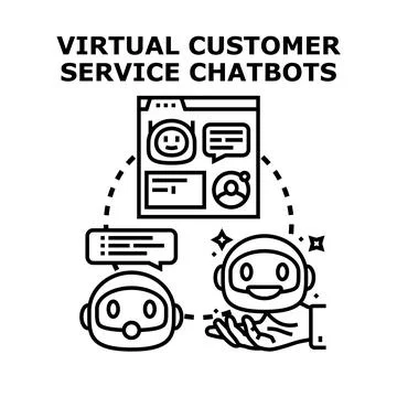 Virtual customer service chatbot communicating with users Stock Illustration