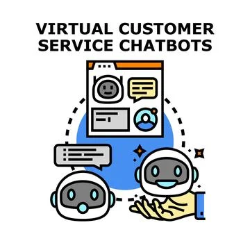 Virtual customer service chatbot communicating with users Stock Illustration