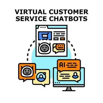 Virtual customer service chatbot for online support conversation 库存插图