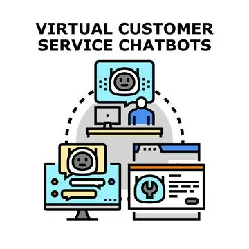 Virtual customer service chatbot providing online support Stock Illustration