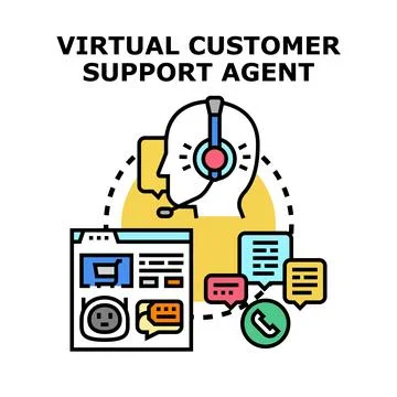 Virtual customer support agent service illustration Stock Illustration