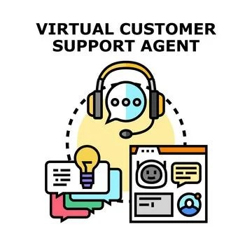 Virtual customer support agent service concept イラスト素材