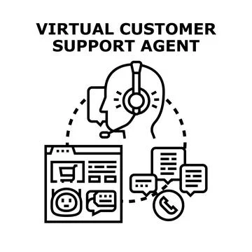 Virtual customer support agent service illustration Stock Illustration