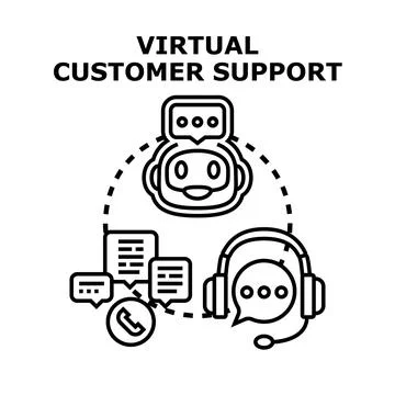 Virtual customer support chatbot providing online assistance Stock Illustration