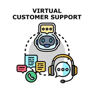 Virtual customer support chatbot providing online assistance Stock Illustration