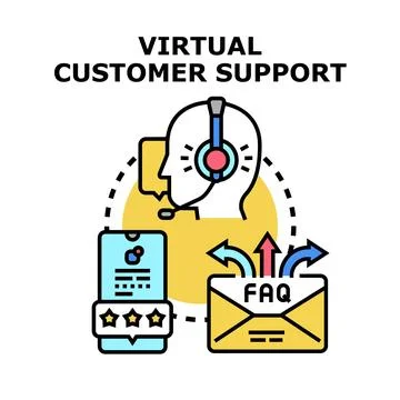 Virtual customer support communication via online help desk 库存插图