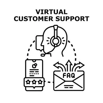 Virtual customer support communication via online help desk Stock Illustration