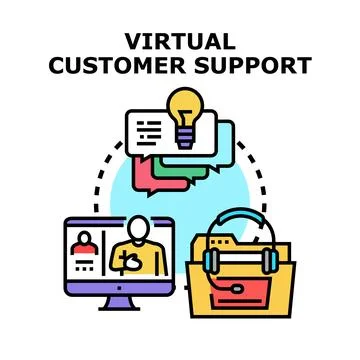 Virtual customer support communication system concept Stockillustratie