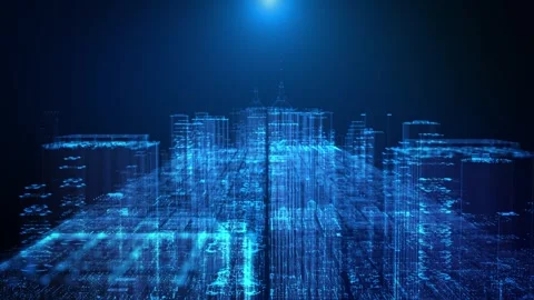 Virtual Cyber City Model for Digital Twin and Urban Simulation Video stock 342611454