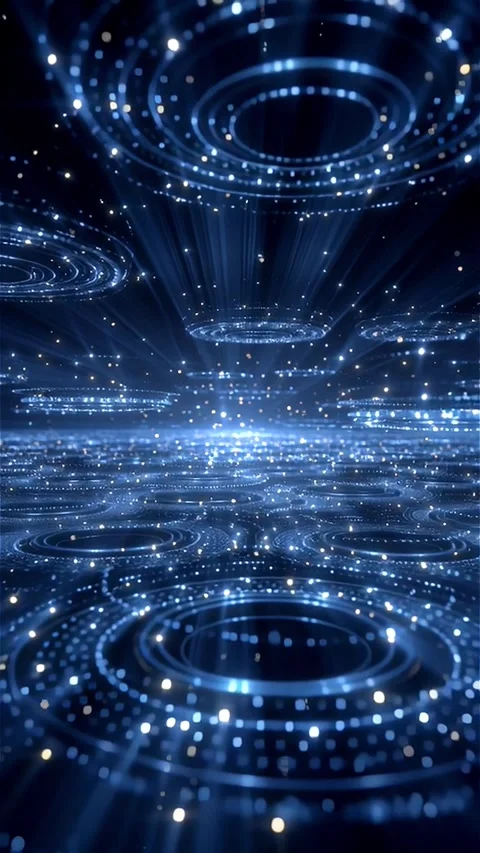 Virtual cyber shields glowing in a dark digital space with moving particles Stock Footage 313247584