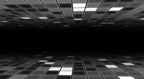 Virtual cyberspace reality empty room and white tiles flooring and ceiling on イラスト素材