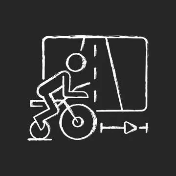 Virtual cycling app chalk white icon on dark background. Stock Illustration