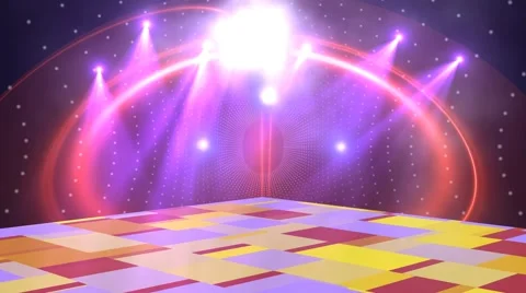 Virtual dance floor disco lights background Stock Footage