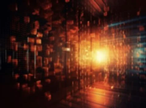 Virtual data background, binary code information bit on computer,binary beams Stock Illustration