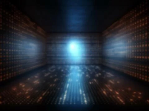 Virtual data background, binary code information bit on computer,binary beams Stock Illustration