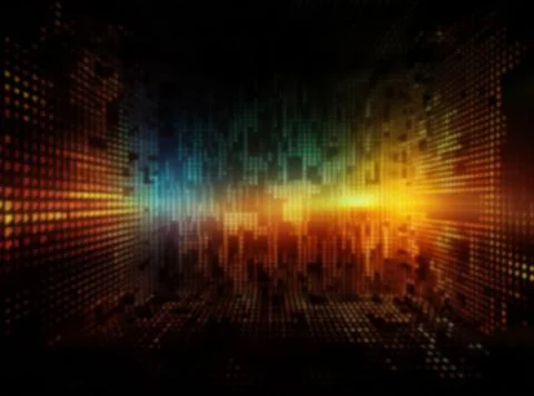 Virtual data background, binary code information bit on computer,binary beams Stock Illustration