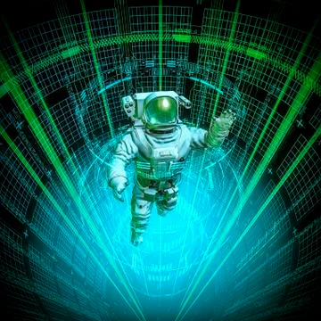 Virtual data core astronaut Illustrazione stock