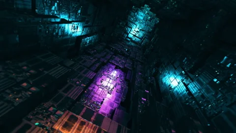Virtual Data Creates Colorful Path Inside Computer World On Background Stock Footage 309716712
