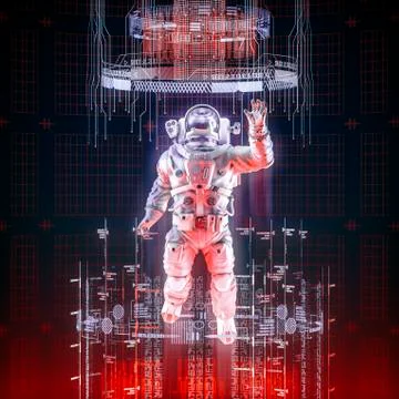 Virtual data explorer astronaut Illustrazione stock
