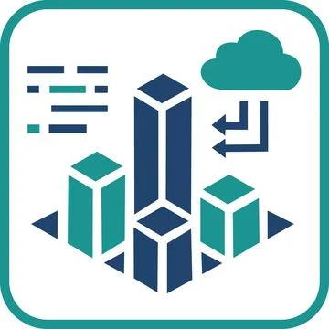 Virtual data infrastructure and server icon Stock Illustration