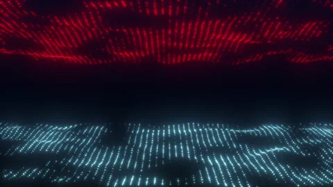 Virtual data network connections and Digital dark blue red cyberspace Stock Footage 345293342