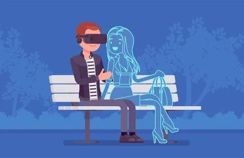 Virtual date in a park Stock Illustration