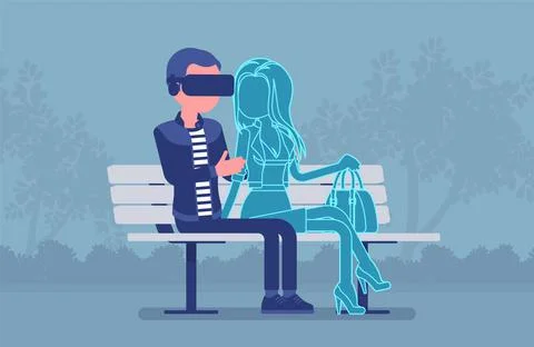 Virtual date in park Stock Illustration